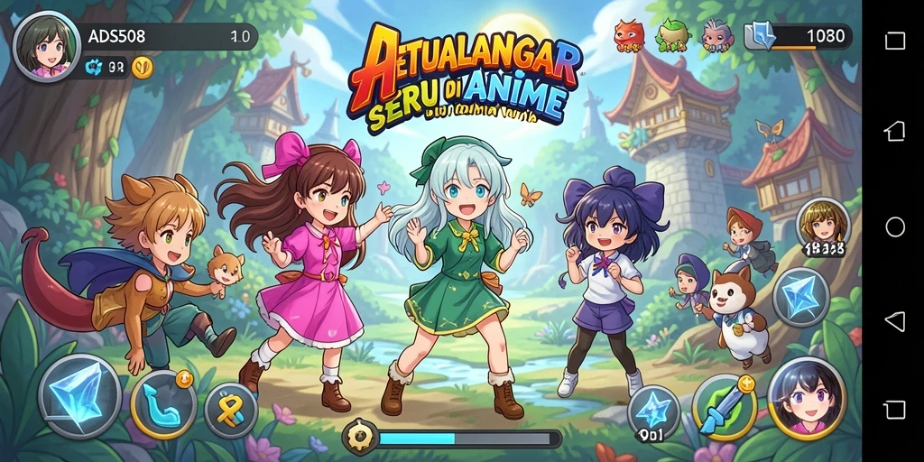 Screenshot gameplay ADS508 menunjukkan aksi seru karakter anime.