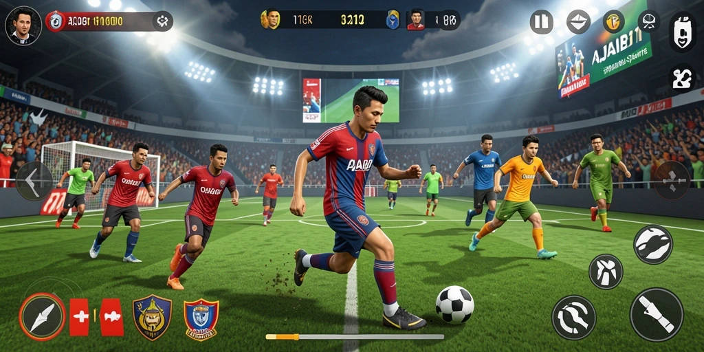 Screenshot AJAIB11 menampilkan keseruan gameplay olahraga yang seru.