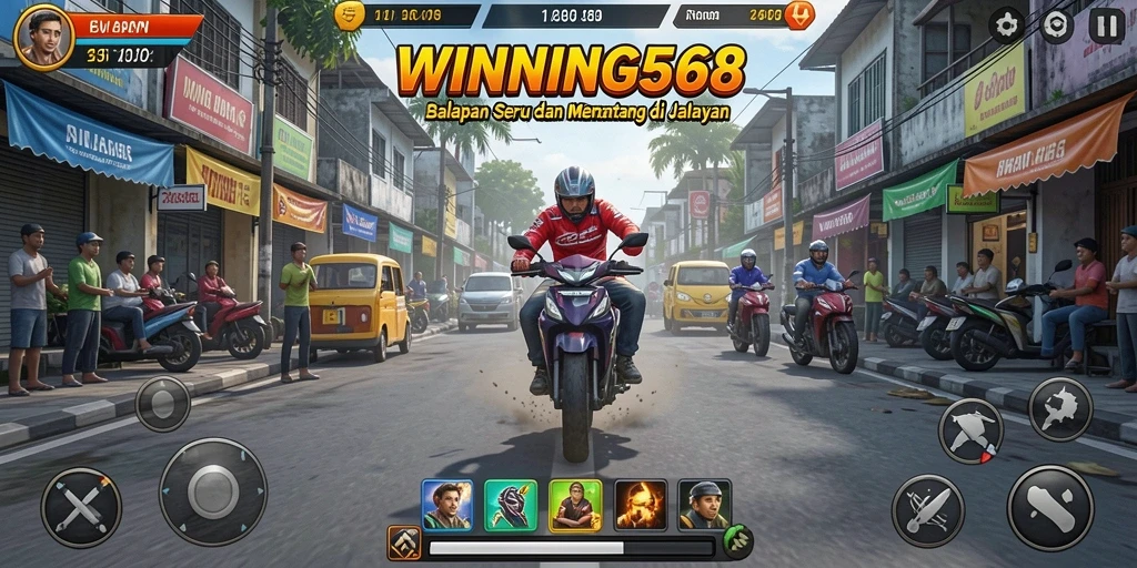 Screenshot gameplay balapan yang mendebarkan dan penuh aksi.